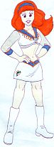 Daphne as a Miami Dolphins cheerleader.