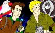 Peter Venkman and Jake Kong, with their respective GB logos.