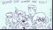 Scooby and the gang on the back of a business card.