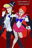 Egon Spengler as Tuxedo Mask and Janine Melnitz as a Sailor Scout